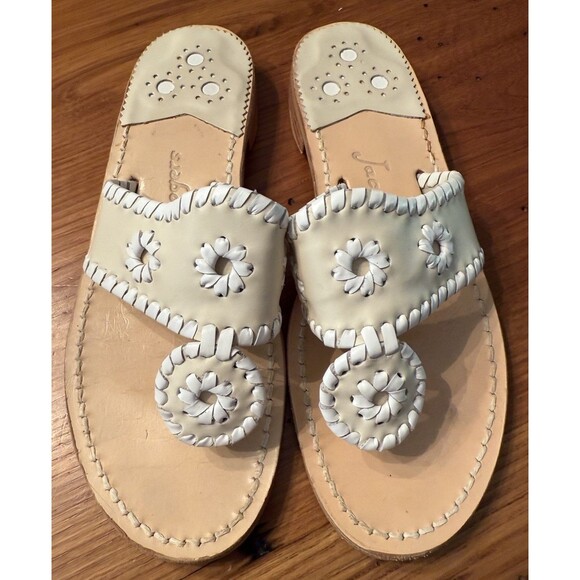 Jack Rogers Women's Jacks Flat Sandal Ivory White Size 6 M US - Picture 1 of 8